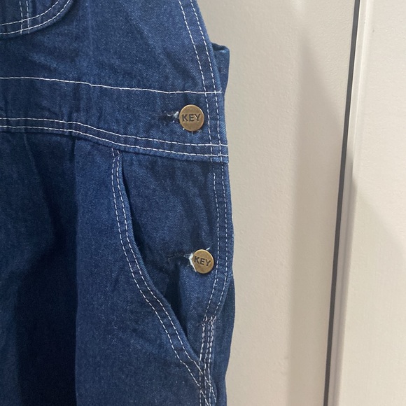 KEY denim overalls bibs outdoor hardworking farm hand Waist 42  x Length 29 - Picture 5 of 12